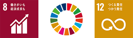 持続可能な開発目標(SDGs)「8 働きがいも 経済成長も」「12 つくる責任 つかう責任」